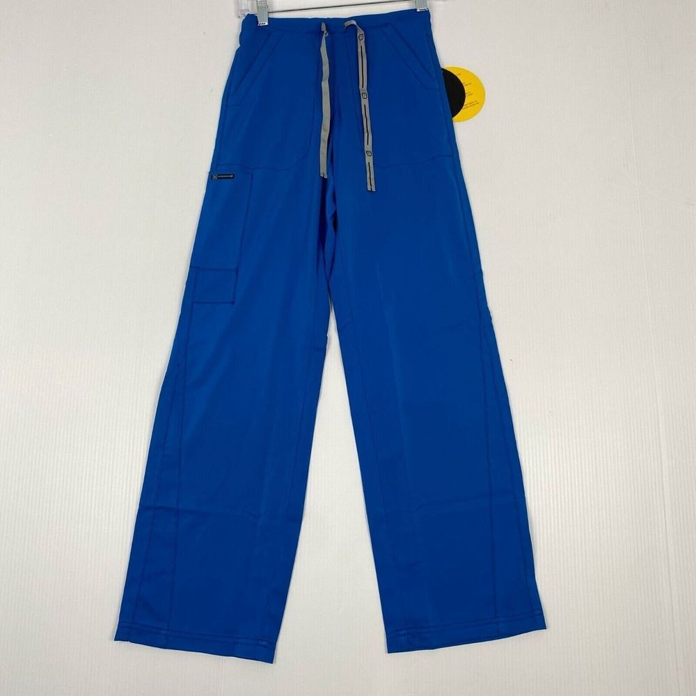 NWT WonderWink Wonderwork 5212 UnisexAdult Drawstring Cargo Scrub Pants Blue XXS